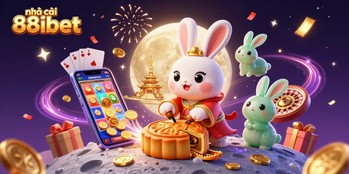 Engage with the thrilling world of nhà cái 88ibet through a dynamic casino-themed illustration featuring enchanting characters and festive game elements.
