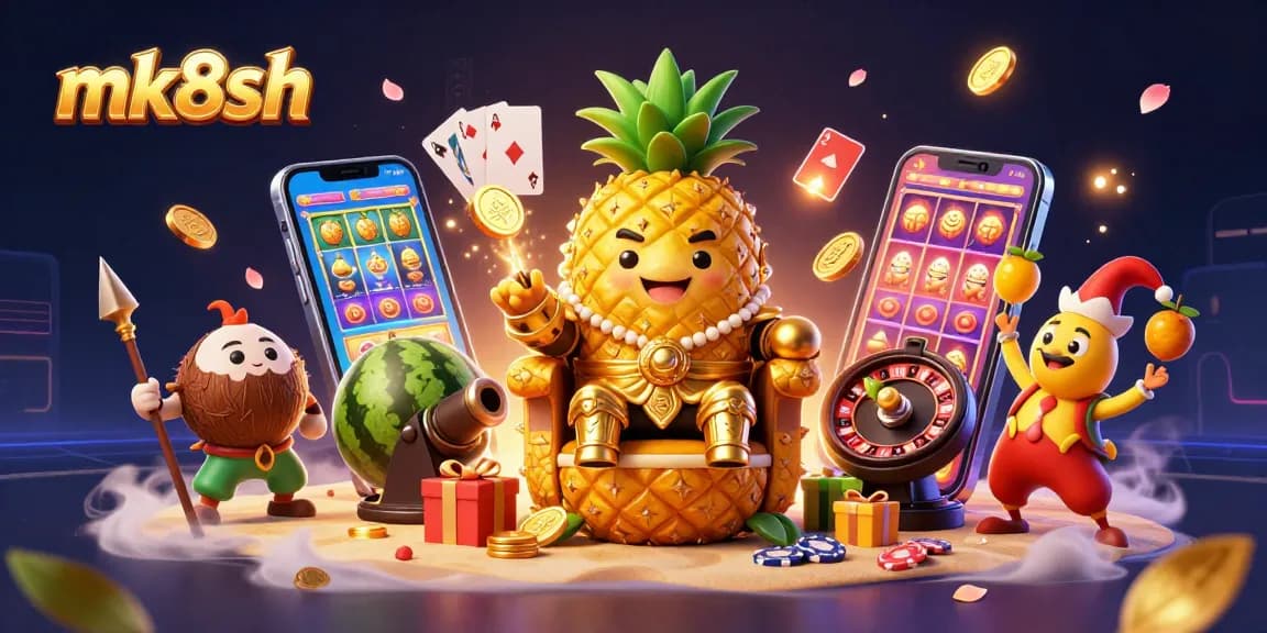 Engage with exciting mk8sh slot games featuring a vibrant golden pineapple king and whimsical characters.