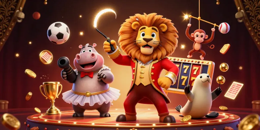 The Balislot gaming scene highlights vibrant slot reels and energetic characters attracting players.