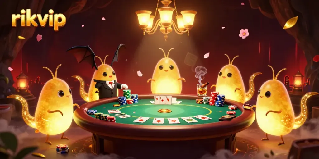 Experience the vibrant glow of the rikvip casino illuminated by bioluminescent glowworms while engaging in high-stakes poker.
