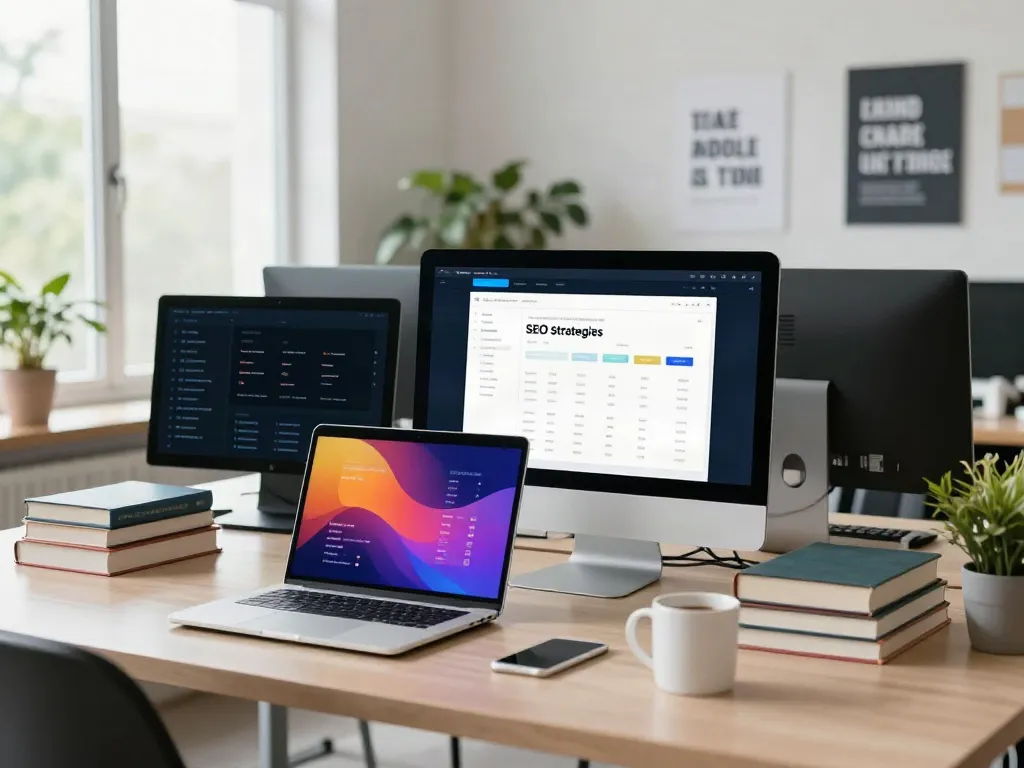 Professional analyzing instant indexing metrics in a bright digital marketing office.