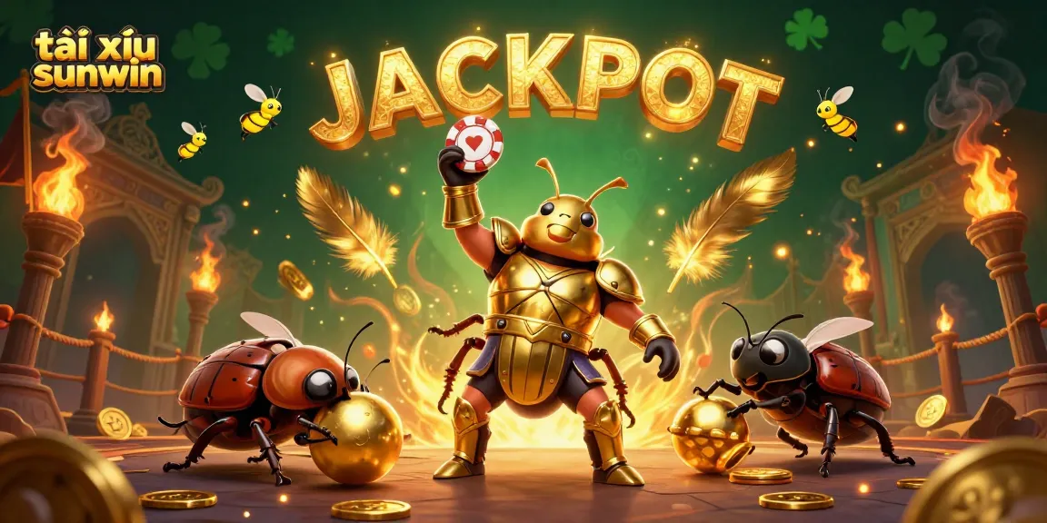 Win big with tài xỉu sunwin in a vibrant casino arena showcasing dynamic characters and golden accents.