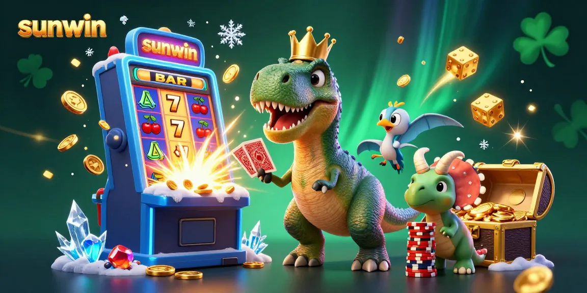 Experience thrilling gameplay at sunwin with a dynamic 3D casino scene featuring playful characters and exciting elements.