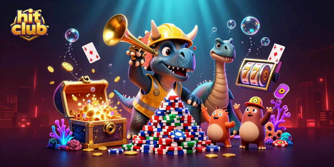Experience the excitement of hit club with a vibrant casino-themed scene featuring fun characters and bright graphics.